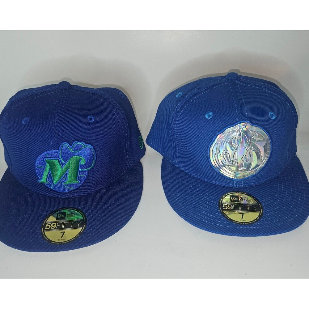 Lot of 2 Dallas Mavericks NBA Basketball New Era 59Fifty Hat Size 7 Cap Retro TX